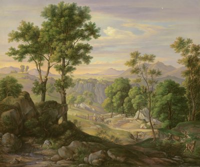 Italiaans landschap, 1845 door Joachim Faber